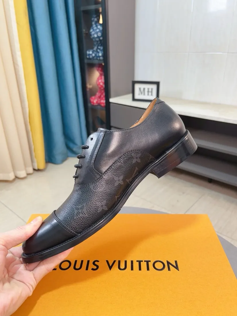 Men's men's shoes 💰520🌸🌸【LV Louis Vuitton】~ New product 🆕High-end original men's 🚹Business casual leather shoes, made of original cowhide open-edge bead fabric➕comfortable and soft cowhide lining➕cowhide insole, original LOGO rubber non-slip outsole. Code number: 38-44